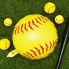 Softball Foil Balloons Softball Party Favors Softball Balloons Round Sports Themed Party Softball Backdrop for Birthday Party Boys Girls Baby Shower Decorations (12 Pieces)