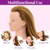28" Mannequin Head Human Hair, Mannequin Head with 60% Real Hair,Cosmetology Mannequin Doll Head for Hair Styling,Training Practice Braiding Manikin Head with Table Clamp,Hair Styling Set #27