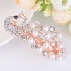 Womens Barrettes Women Crystal Simulated Pearl Peacock Barrettes Hairpins Elegant Animal Hair Clips Gold-color