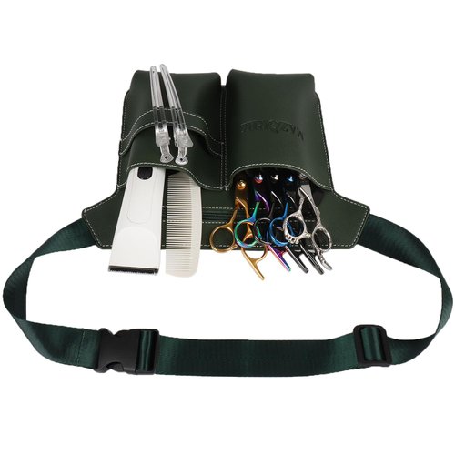 Hair Salon Scissor Storage Waist Bag for HairstylistScissor Pouch for Stylist Tool Belt, Barber Leather Waist Pouch, Professional Hairdressing Tools Storage Holster with Waist Belt (Green)