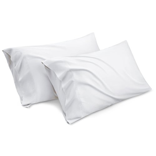 Bedsure Cooling Pillow Cases Queen - Rayon Derived from Bamboo White Pillowcase Size Set of 2, Silky Soft & Breathable Pillow Cover with Envelope Closure, Gifts for Men or Women, 20x30 Inches