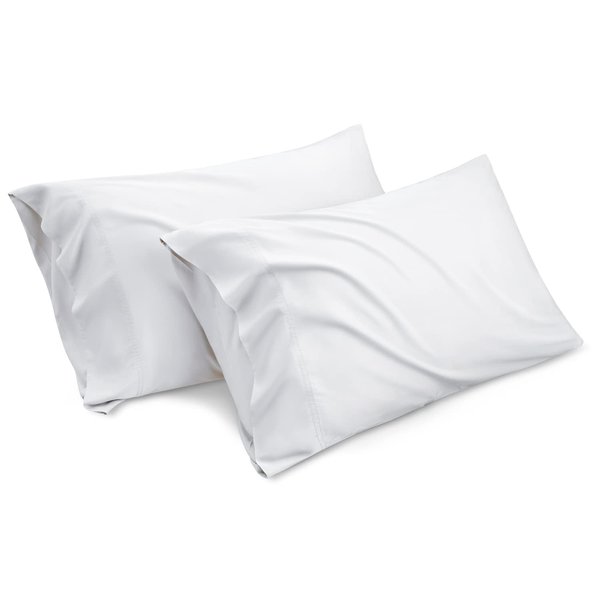 Bedsure Cooling Pillow Cases Queen - Rayon Derived from Bamboo White Pillowcase Size Set of 2, Silky Soft & Breathable Pillow Cover with Envelope Closure, Gifts for Men or Women, 20x30 Inches