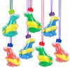 ArtCreativity Dinosaur Sand Art Bottle Necklaces, Pack of 12, Sand Art Craft Kit with Shaped Bottles, Craft Party Supplies and Party Favors for Kids - Sand Sold Separately (Dinosaur)