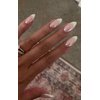 24PCS Press On Nails, Mirror Metal Stiletto Fake Nails, Almond Medium Shape, Stick on Nails, Glue on Nails False Nails (Aurora White Tip)