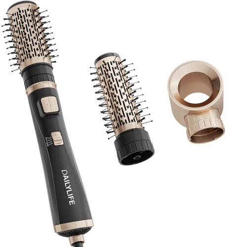DAILYLIFE 3-in-1 Blow Dryer Brush, Ionic Rotating Hot Air Spin Brush Set with Volumizing Oval and Round Brushes, 3 Temperature Settings for Smooth, Frizz-Free Styling