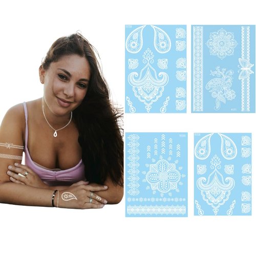 Sheets Henna Sticker White Henna Temporary Tattoo Waterproof Body Fake Tattoo Henna Tattoo Stickers Accessories for Women