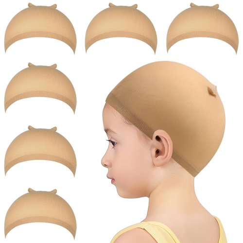 MORGLES Wig Cap, 6PCS Brown Wig Cap for Kid, Stretchy Stocking Caps for Wigs, Comfortable Nylon W...