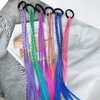 Lopsity 12PCS Girls Hair Extensions Accessories Colorful Wigs Hair Bands Headwear Twist Braid Rainbow Braided Hairpieces for Girls Women,Headbands Rubber Band (A)