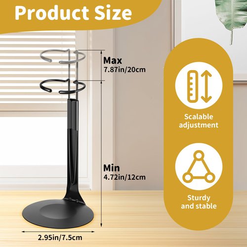 10 Pcs Doll Stand Action Figure Stands Doll Display with Expandable Waist Wire for 8" to 12" Dolls and Action Figure Dolls Accessories 2 Styles (black)
