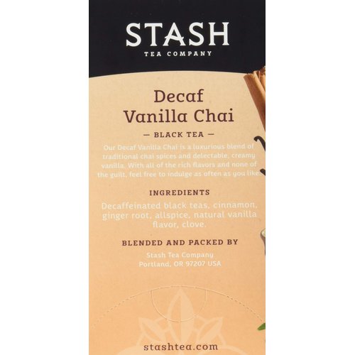 Stash Tea Decaf Vanilla Chai Tea, 6 Boxes With 18 Tea Bags Each (108 Tea Bags Total)