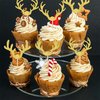 24 PCS Christmas Deer Antler Cupcake Toppers Glitter Merry Christmas Deer Cupcake Picks Wedding Hunting Rustic Birthday Cake Decorations for Baby Shower Birthday Christmas Party Supplies Gold