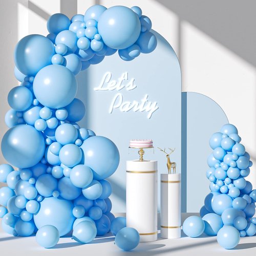 FOTIOMRG 110pcs Light Blue Balloon Garland Arch Kit, 18 12 10 5 inch Light Blue Latex Balloons Different Sizes Pack for Birthday Graduation Baby Shower Gender Reveal Party Wedding Decorations