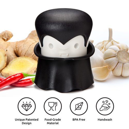 Gracula Garlic Crusher by OTOTO - Garlic Mincer, Works on Herbs, Ginger, Nuts, Chili - Garlic Grinder, Funny Kitchen Gadgets, Cooking Gifts, Cool Gadgets 2024, Funny Kitchen Gifts, Garlic Chopper