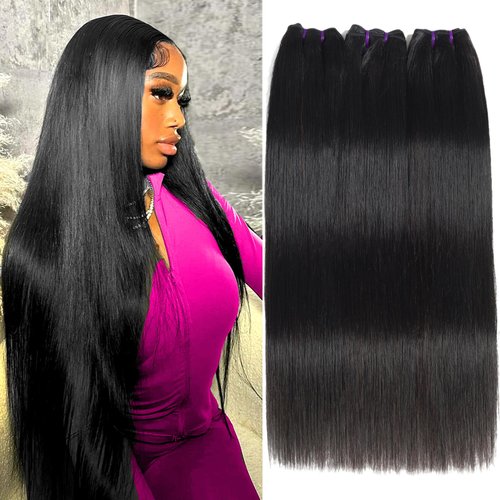 Beauty Queen Brazilian Human Hair Bundles Straight (18 18 18 Inch) 16A Grade 100% Unprocessed Virgin Weave 3 Bundles Straight Thick Remy Hair Extensions for Women Natural Color
