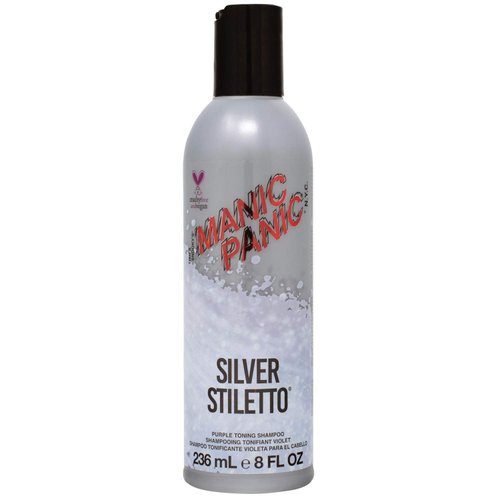 MANIC PANIC Silver Stiletto Toning Shampoo - Sulfate Free Purple Shampoo For Pale, Platinum Blondes, Grey, Blue, And Purple Hair Color - Tones Brassiness (8oz)