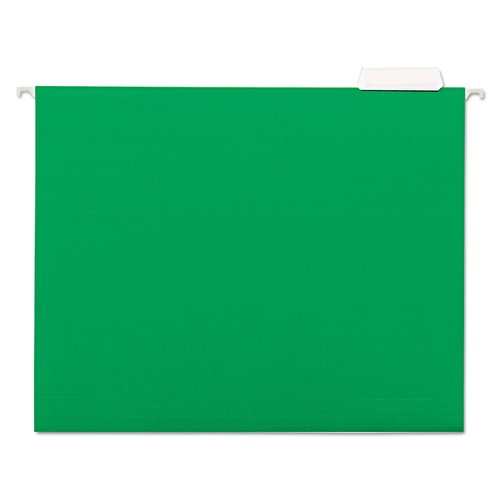 Universal UNV14117EE 1/5-Cut Tab Deluxe Bright Color Hanging File Folders - Letter Size, Bright Green (25/Box)