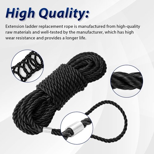 GRONGU Extension Ladder Rope Replacement Compatible with Werner AC30-2 Extension Ladder Replacement Ropes Part Accessories for All Extension Ladders Up to 40 Foot with Single Pulley - 1 Pack