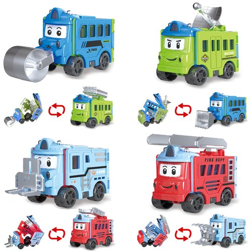 SMZHBF Flip Racers Transformable Cars 4 Pcs Cars for Kids Ages 3-5 Funny Toy Vehicle for Toddlers Pull Back Trucks Cute Christmas Birthday Gifts for 3+ Year Old Boy Girl
