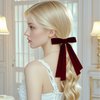 Topbuti 2PCS Velvet Hair Bows Hair Clip Black Red Green Hair Ribbon Ponytail Holder Accessories Slides Metal Clips Hair Bow for Women Girls Toddlers Teens Kids (Wine Red & Green)
