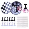 Kalolary 1 Set Nail Art Holder Practice Display Stand with 48Pcs White Reusable Adhesive Putty Clay, Magnetic Nail Art Tips Holders Crystal Nail Holder Chessboard Display Training Practice Stand
