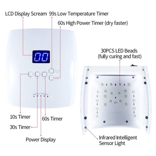 UV LED Nail Lamp, UV Light for Nails, Rechargeable UV Nail Lamp with Automatic Sensor, Cordless Nail Dryer for Gel Polish, Nail Light for Fingernail &Toenail 5 Timer Setting LCD Display, Gel Nail Lamp