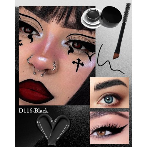 Waterproof Matte Gel Eyeliner Pot- Black Long Lasting Cream Eyeliner Eyebrow Gel, High Intensity Pigments Smudge-proof Eye Liner Brow Cream, for Halloween Cosplay Show Eye Liner Brow Face Makeup-#116