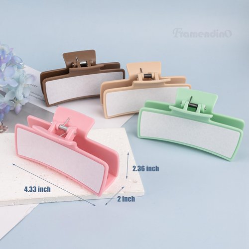 Framendino, 6 Pack Sublimation Hair Claw Clip Blanks Non Slip Hair Clips for DIY Hair Clips Rectangle 6 Colors