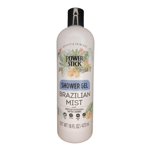 Power Stick Brazilian Mist SHOWER GEL Notes of Pistachio & Salted Caramel 16 FL OZ (Pack 2)