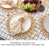 IcosaMro Round Woven Placemats for Dining Table Set of 4 11 Inch Small Natural Braided Rattan Tablemat Hollow Wicker Charger Plates for Holiday Thanksgiving Christmas Kitchen Table Mat, Beige
