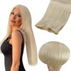 Full Shine Genius Weft Hair Extensions Human Hair Sew In Hair Extensions Hand Tied Hair Extensions Color Platinum Blonde Human Hair Bundles Hair Weft Extensions Straight Hair 18 Inch 80G