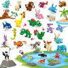 IMCUAMK Building Sets 24 Packs Party Favors for Kids, 3 in 1, 72 Kinds of Transformable Animal Building Block Toy, Goodie Bag Stuffers, Classroom Student Prizes Christmas Birthday Gifts for Kid Age 6+