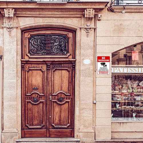 4 Pack No Trespassing Signs Private Property, Metal 24 Hour Video Surveillance Signs for Home and Outdoor, Aluminum 7*10 inchs, Warning Signs for Property,Security Camera Sign for Yard and Home (8617)