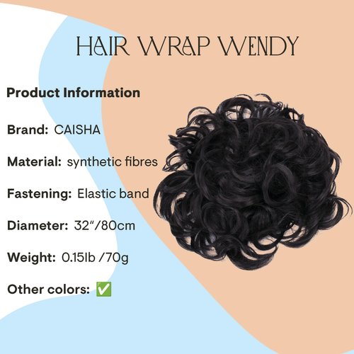 CAISHA Hairpiece Hair Wrap Heat-resistant Synthetic Fibres Curly Messy Updo Dark Brown HW21