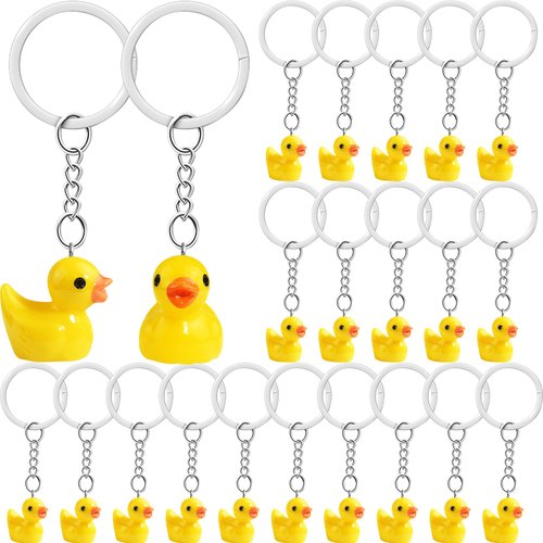 HKACSTHI 30 Pieces Duck Keychain Rubber Duck Keychain Resin Duck Keychain Mini Duck Keychains for...