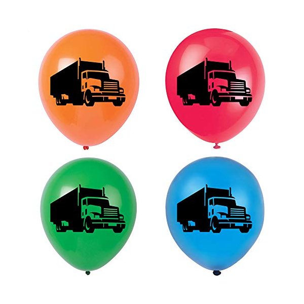 Truck Latex Balloons, 12inch (16pcs) Truck Kids Birthday Party Decorations, Supplies