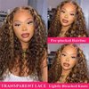 Labamiya Highlight Jerry Curly Human Hair Wig 4x4 T Closure Glueless Wigs Human Hair Pre Plucked Pre Cut Lace Closure Glueless Wigs Elastic Band 200% Density P4/27 Honey Blonde Color