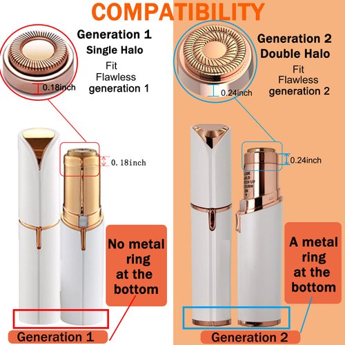 Dealswin Facial Hair Remover Replacement Heads：Compatible with Gen 1 Finishing Touch Flawless Facial Hair Removal Tool Women, As Seen On TV 18K Gold-Plated Rose Gold 4 Count, Generation 1 Single Halo