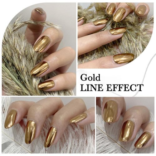 NAILKISS 8ml Golden Metallic Painting Gel Polish 3D Mirror Metal Gel Nail Polish Flower/Lines Drawing Metallic Nail Gel