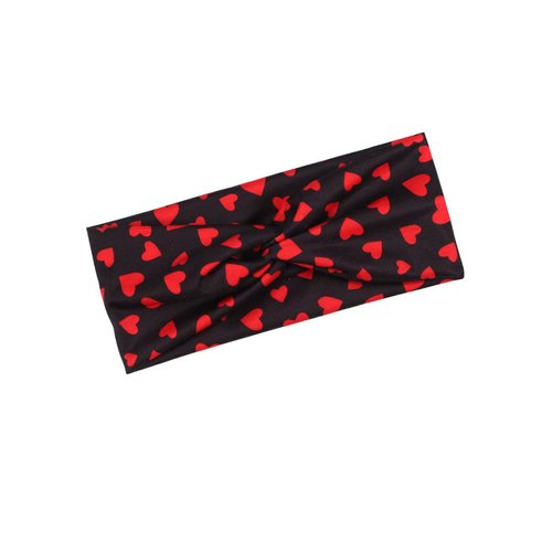 BBTDIN Valentine Turban Headbands Women Girls Valentine Wide Hair Band Valentine Workout Headwear JHV30 (A4-Black)