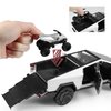 Cybertruck with Cyberquad Car Toy 1:24 Cyber Toy Trucks Sliver Cybertruck Metal Diecast with Lights Sounds Effects, Fun Toys Holiday Great Gifts Idea for Kids Boys