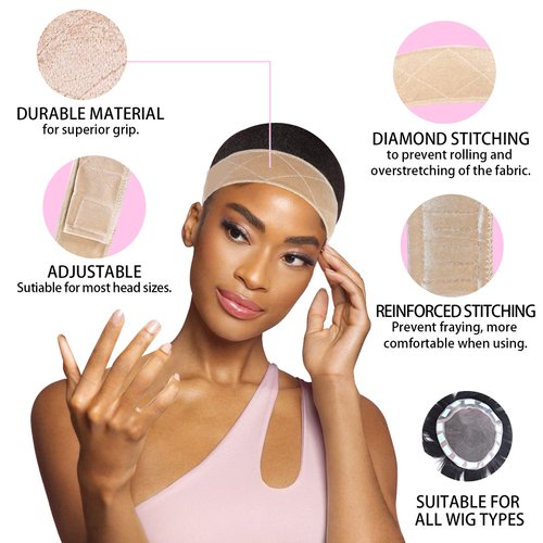 Goiple 11 PCS Wig Kit for Lace Front Wigs for Beginners, Hair Wax Stick Lace Melting Elastic Band for Wigs, Edge Laying Scarf, Eyebrow Razor, Tweezer, Edge Brush, Wig Band, Mini Scissor, Comb (Beige)