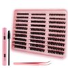 Fluffy Lash Clusters Kit 300pcs DIY Lash Extension Kit, 8-16mm Wispy Lash Clusters Kit Natural 60+80+100D Mixed Eyelashes Kit C Curl with Lash Bond and Seal and Lash Applicator Tool.(60-80-100p-FPB)