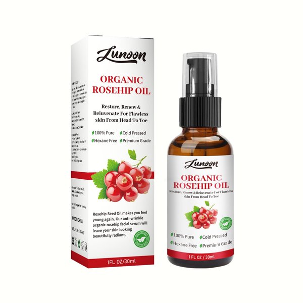 Grospe Rosehip Oil Organic, Pure Rosehip Seed Oil, Hydrating Face Oil, Dry Skin Care, Moisturizing, Anti-Aging Facial Oil to Plump, Balanc, Rosehip Oil for Skin Face Body Hair Nails