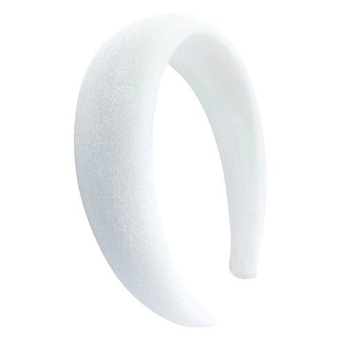 FunCosta velvet padded headband wide puffy headbands for women girls vintage sponge hair band trendy and cute hair accessories (White)