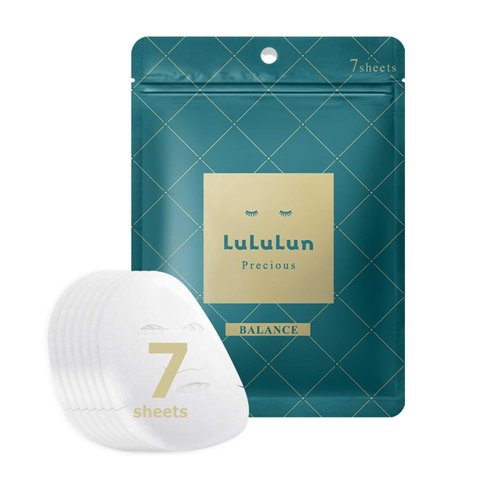 Lululun 7pc Sheet Facial Mask, Patented Daily Anti-aging Hydrating & Moisturizing Face Mask Sheet Pack Set, Japanese Organic & Natural Skincare, PRECIOUS GREEN