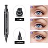 Dual Ended Black Liquid Eyeliner - 2 in 1 Winged Cat Eye Stamp & Felt-tip Eyeliner Pen, Waterproof, Long Lasting and Smudge Proof Eye Makeup Tool for Women