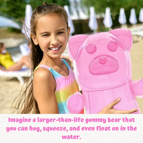 2 Inflatable Gummy Bear 24" Huge Gummy Bears, Candyland Party Decorations for Girls, Birthday Party Favors, Lollipop Two Sweet Theme Birthday Party Supplies, Unique Pool Floaties Toys
