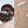 Geosar Wedding Hair Accessories, Hair Clip Set of 9 including Pearl Hair Comb and Pearl Hair Pins for Brides, Bridesmaids, Women (Elegant Style, Silver)
