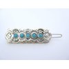 Generic Turquoise blue and silver metal hair clip barrette fine thin hair