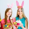 QDTK Easter Bunny Ears Headband Cute Spring Flower Crown Head Band Floral Rabbit Fairy Headpiece for Easter Birthday Party for Women and Girls